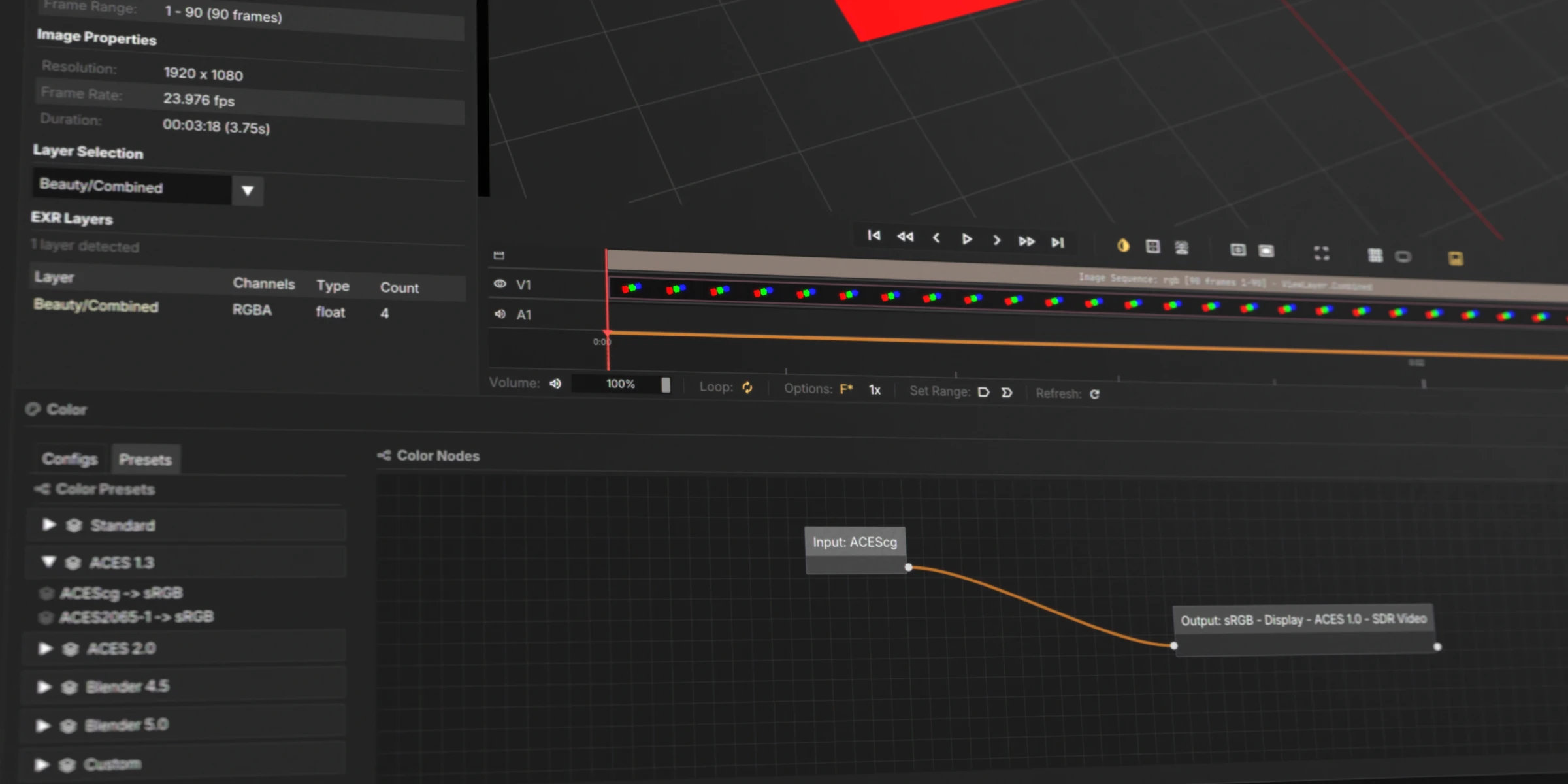 Inspector panel for video