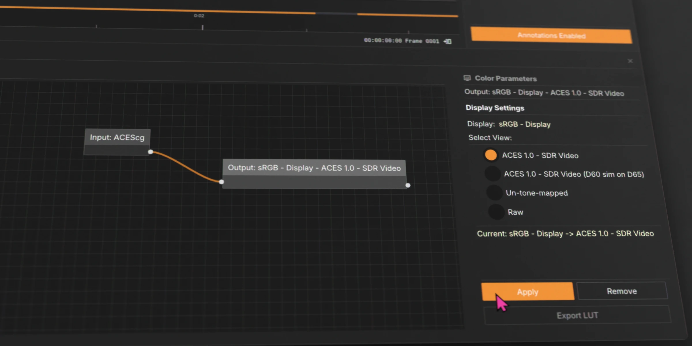 Applied color transform