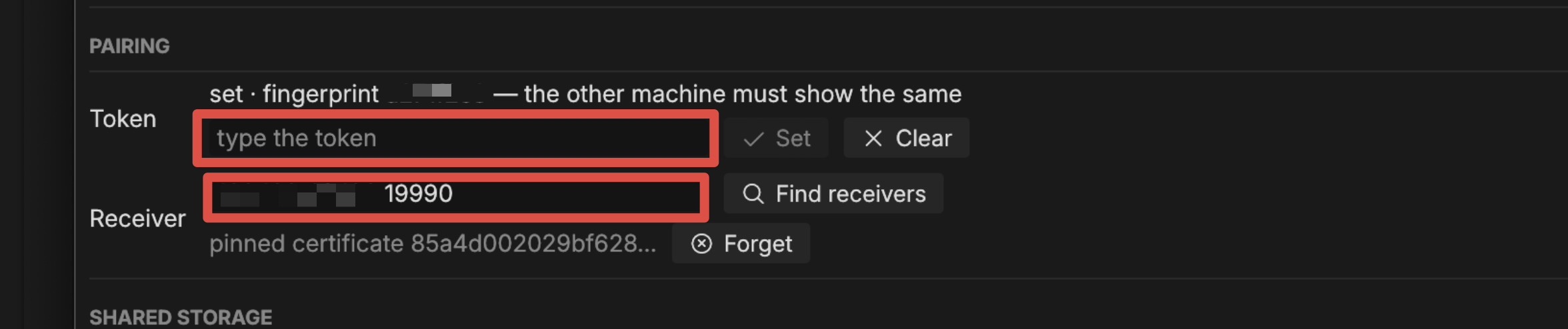 Agent settings window
