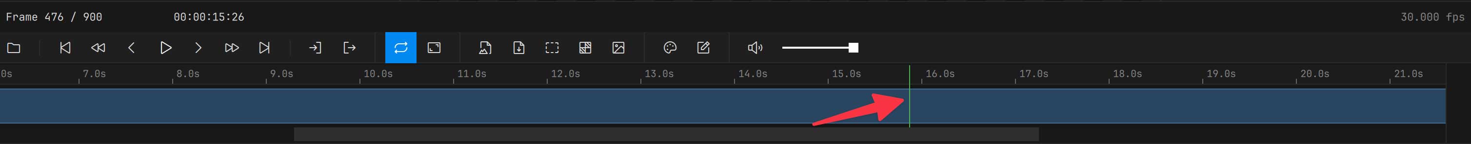 Timeline and transport controls below the viewport