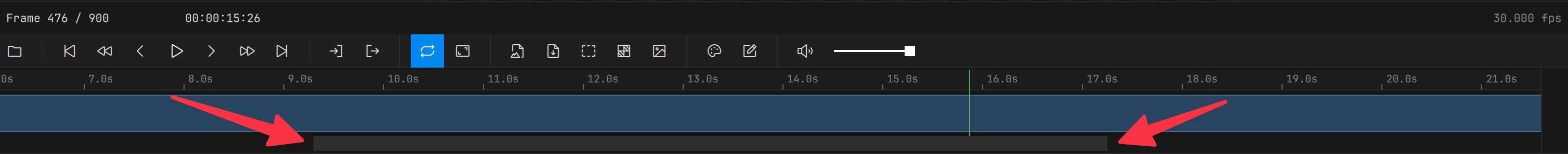 Timeline overview-bar zoom indicator