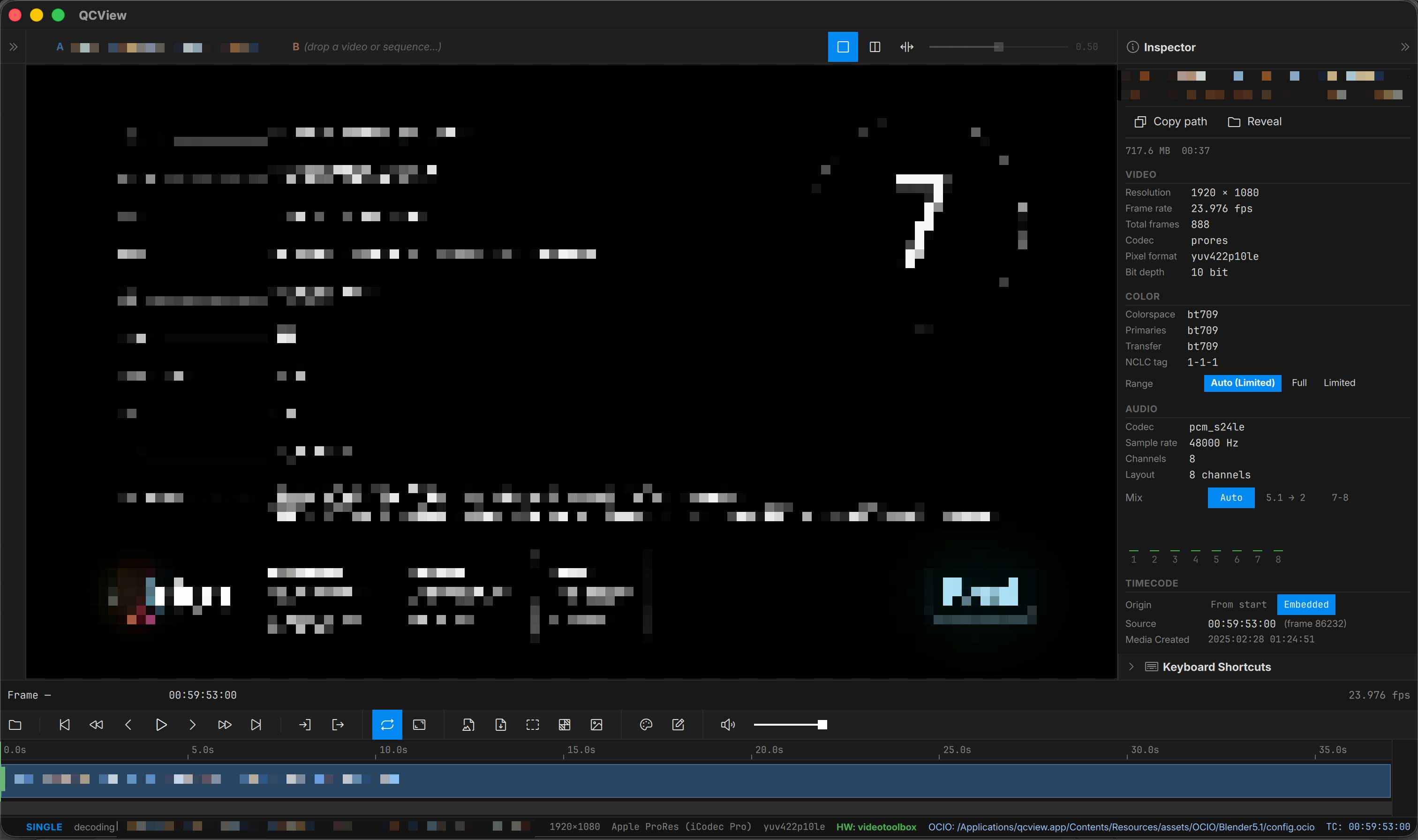 Per-clip property pills in the Inspector