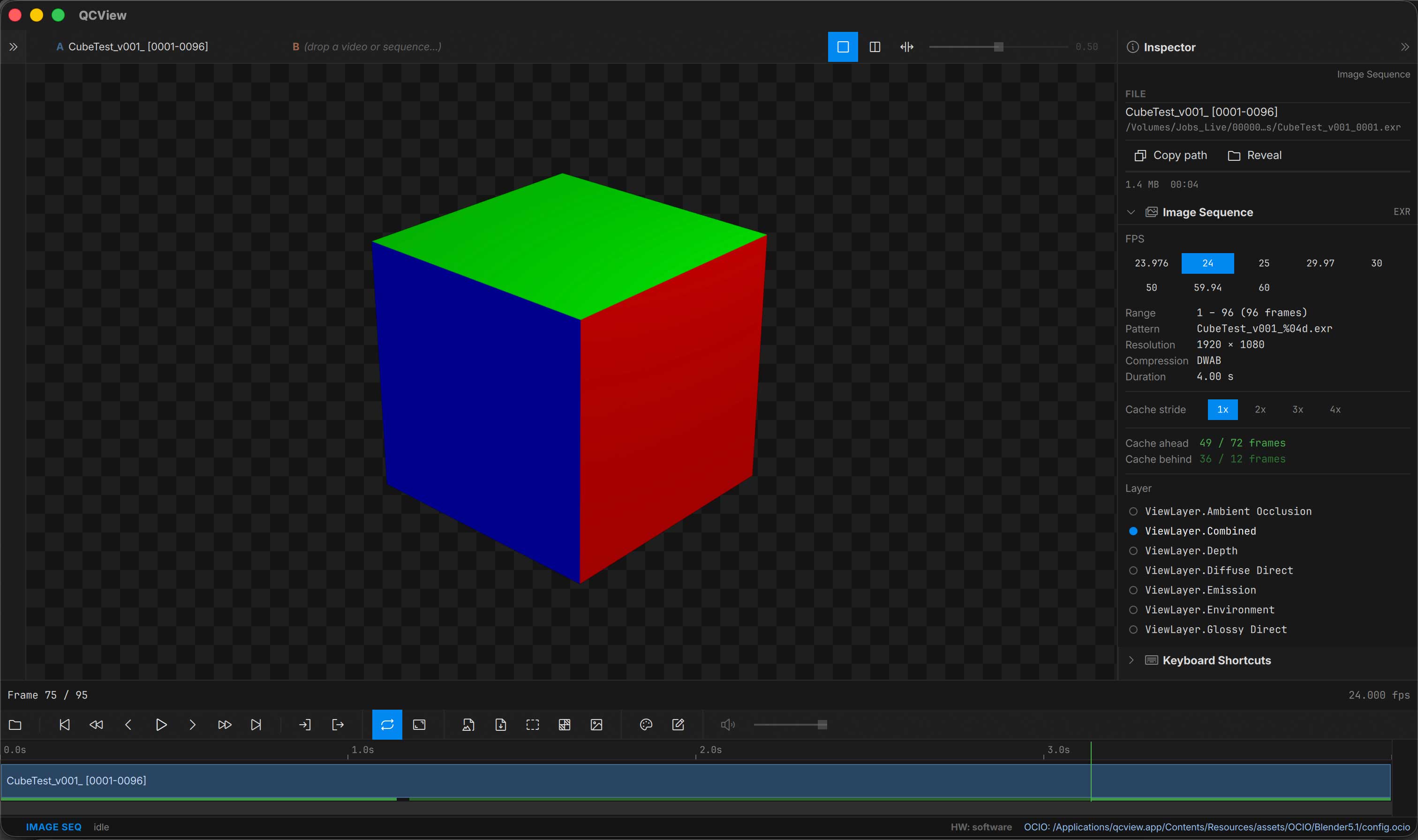 Image sequence properties in the Inspector
