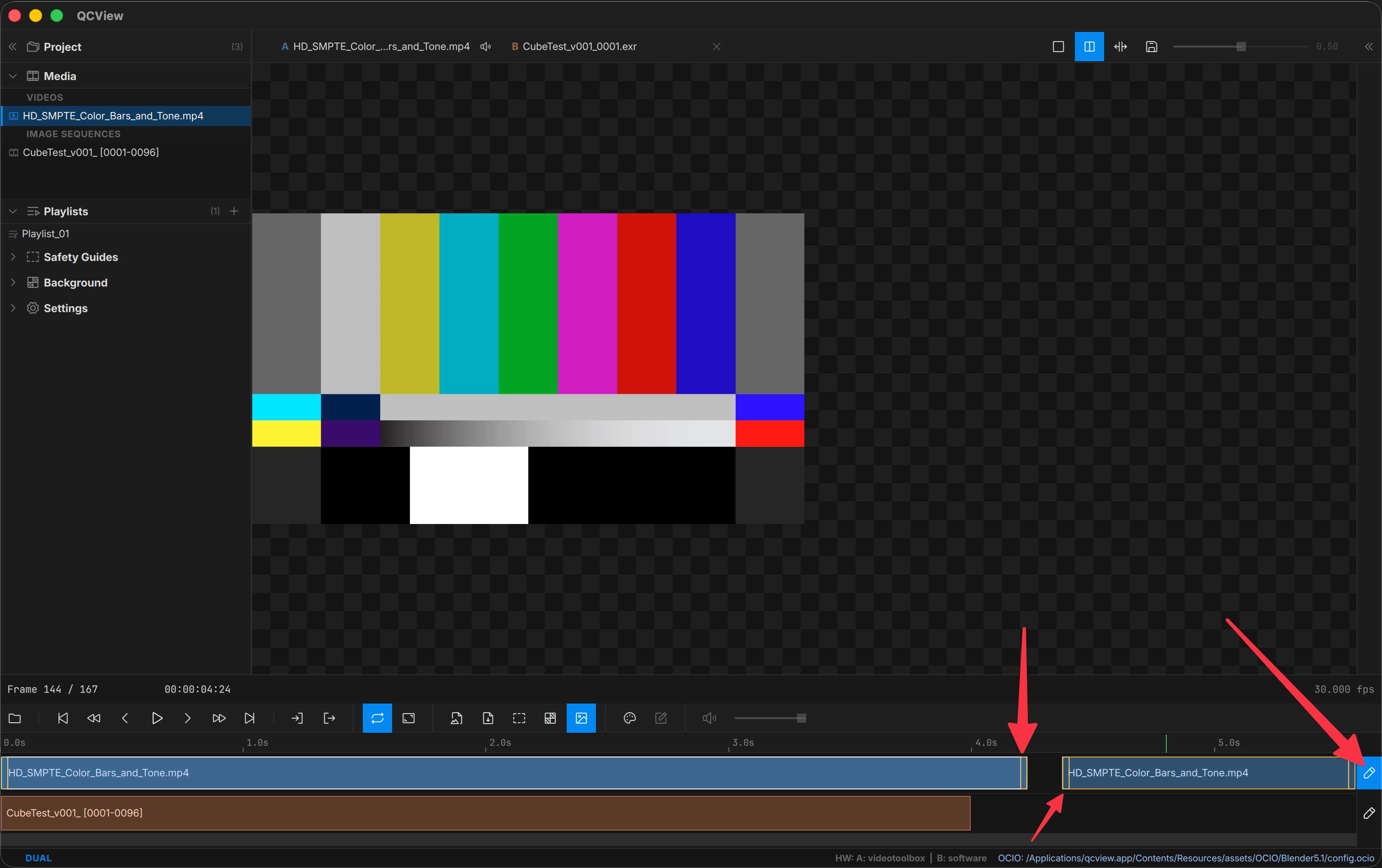 Track in edit mode with trim handles and pencil toggle